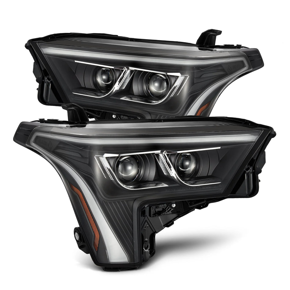 Alpha Rex 22-24 Toyota Tundra/Sequoia LUXX-Series LED Projector Headlights Black w/ Amber DRL